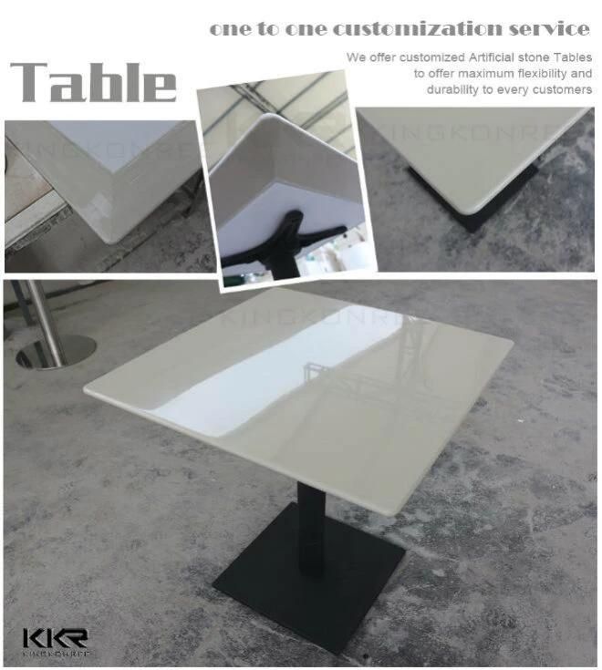 Hotel Furniture 4 Seaters Solid Surface Marble Top Dining Table