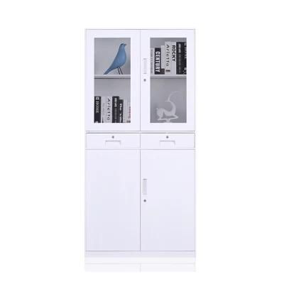 Modern Glass Doors Office Steel File Cupboard Metal Storage Cabinet with Drawers