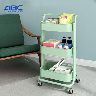 Roller Wheels Mobile Storage Organizer 3-Tier Rolling Storage Makeup Cart for Kitchen Bathroom Office Coffee Bar