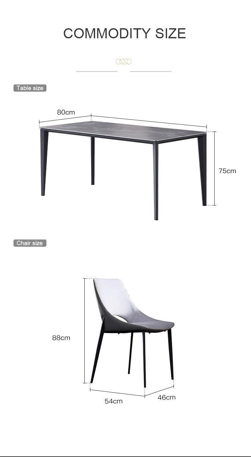 Modern Living Room Furniture Aluminium Alloy Rectangle Marble Dining Table