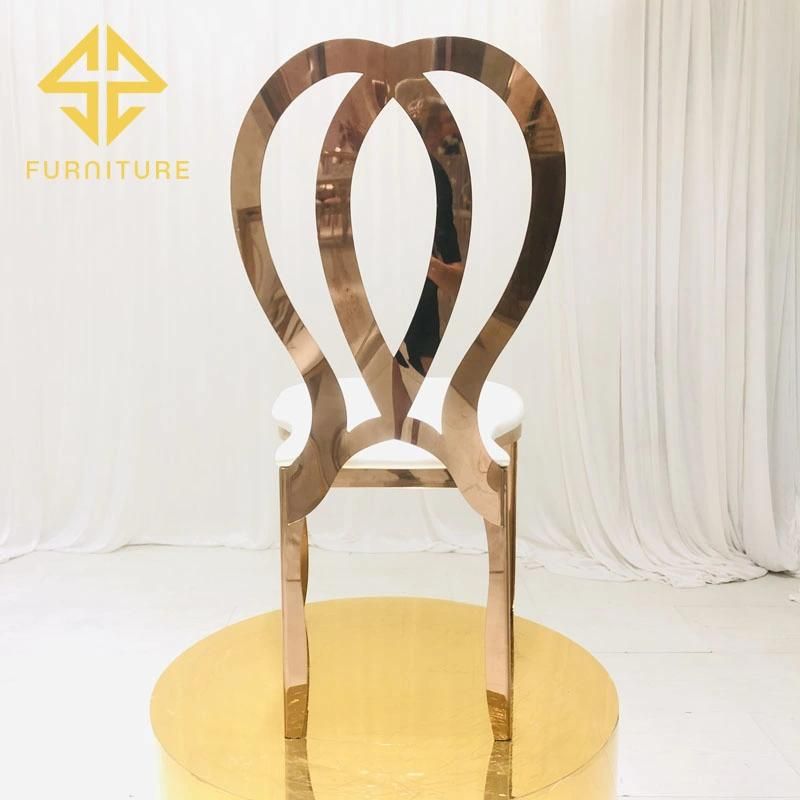 New Design Hotel Furniture Rose Golden Events Used Dining Stainless Steel Chair