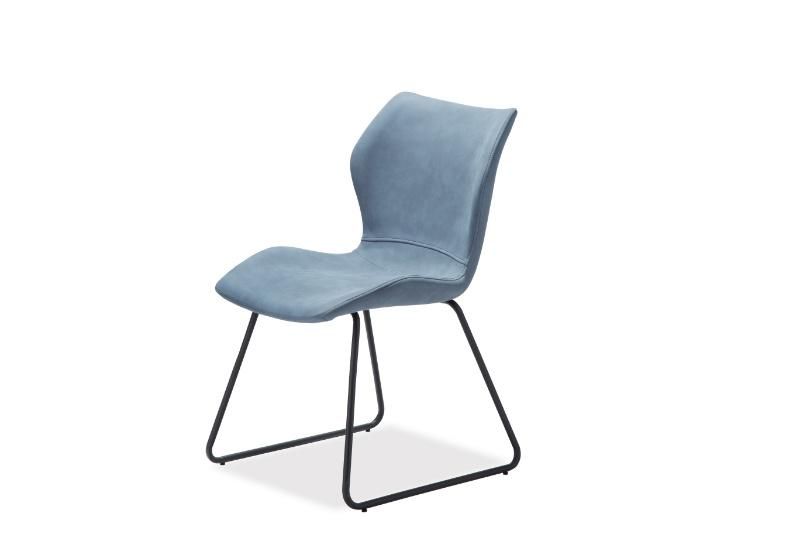 Modern Nordic Style Restaurant Coffee Shop Minimalism Dining Chair Furniture Black Spray Metal Legs PU Dining Chair