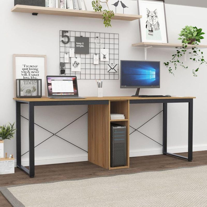 2 Person Desk, 78 Inch Large Dual Desk, Two Person Desk with Storage Cube, Long Computer Desk for 2 Person, Home Office Double Desk Writing Desk Storage Desk Te