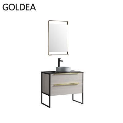 Hot Sale Goldea New Hangzhou Wooden Basin Bathroom Mirror Cabinet Vanity Furniture