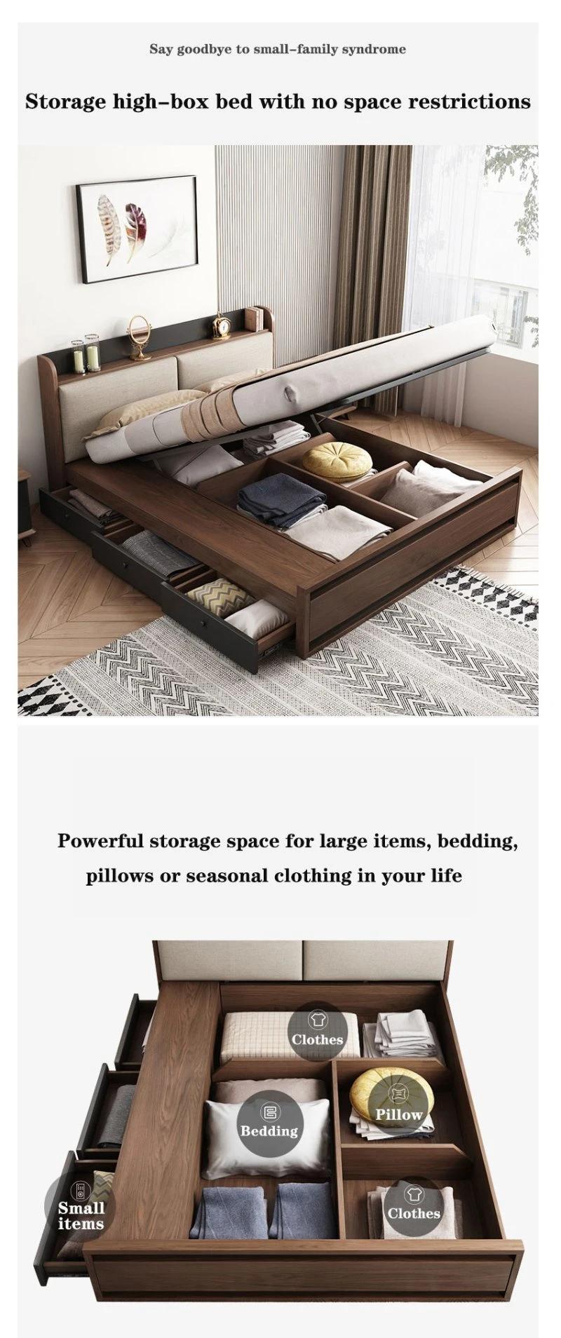 Hot Sale Durable Modern Wooden Hotel Home Bedroom Furniture Sofa Double King Bed