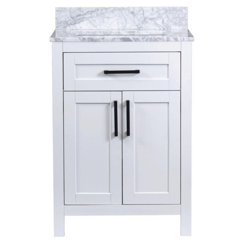 60"W X 22"D Blue Vanity and Carrara Marble Vanity Top with Rectangular Undermount Bowls