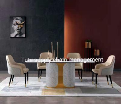 Dining Table Luxury Stainless Steel Creative with Chair