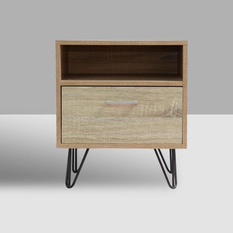 Bedroom and Living Room Nightstand with Drawer and Open Storage Shelf