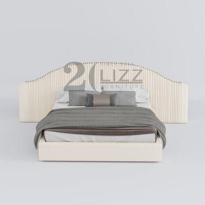 Unique Modern Design Geniue Leather Bedroom Bed Bedding Set European Home Wood Frame Bed