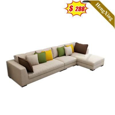Classic Home Living Room Furniture Sofas Set Wooden Frame Office L Shape Fabric Sofa