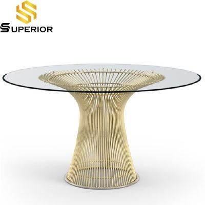 Wholesale Dining Furniture Set Luxury Gold Metal Base Dinner Table