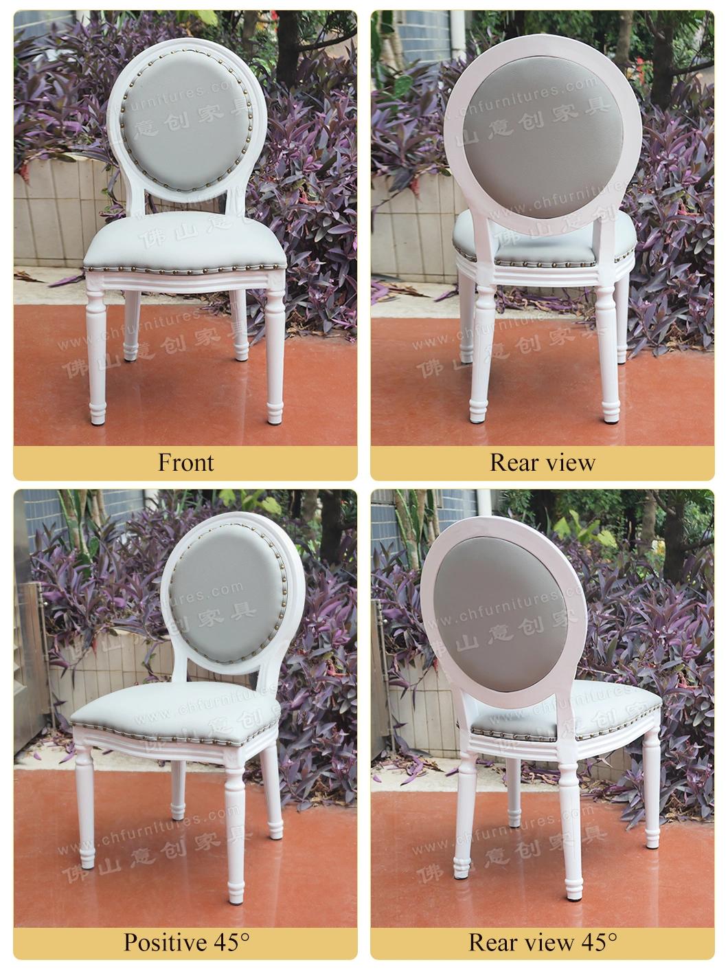 Yc-D17 Aluminum PU Leather Imitated White Louis Chair for Dining Room