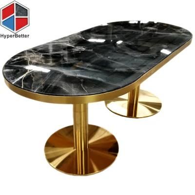 Wholesale 120cm Round Corner Long Oval Dining Table Marble Top