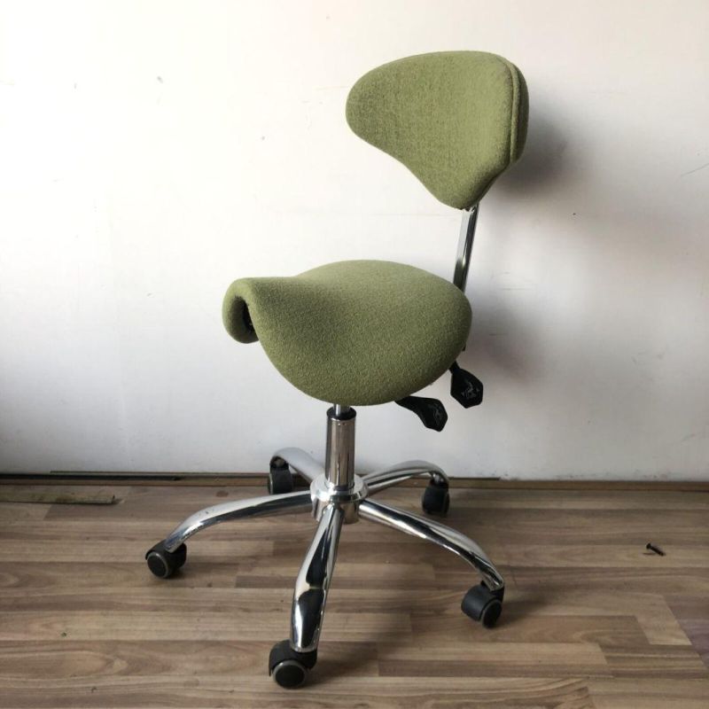 Swivel Rolling Adjustable Saddle Seat Stool Office Chair with Back Support