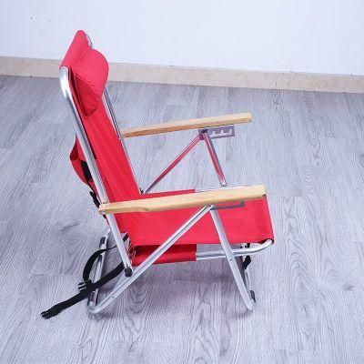 Adjustable Steel Folding Beach Chair with Armrest