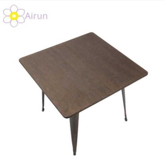 Wooden Coffee Shop Table for Outdoor and Indoor Furniture Table with Steel Frame