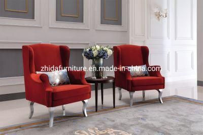 Red Fabric Modern Antique Design Hotel Bedroom Lounge Leisure Chair