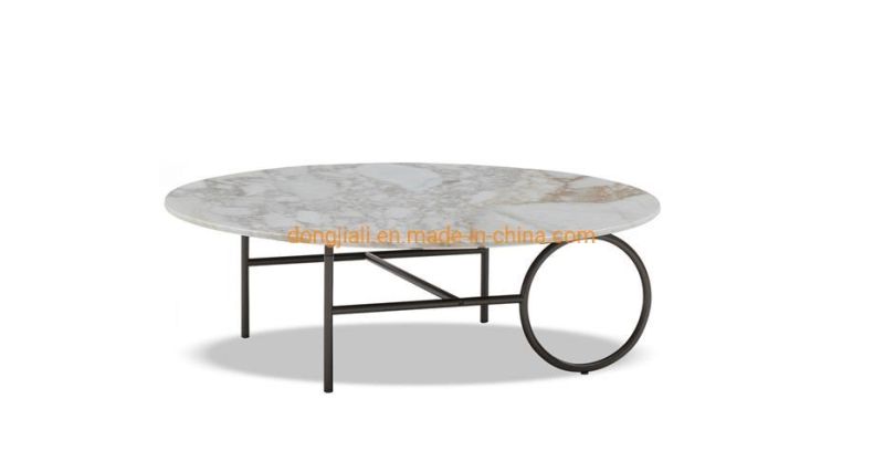 Nordic Style Modern Home Furniture Marble Metal Small Stock Wrought Iron Coffee Table