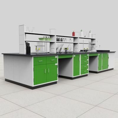 School Wood and Steel Lab Furniture with Top Glove Box, Physical Wood and Steel Movable Lab Bench/