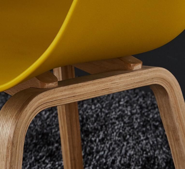 High Quality Cheap PP Plastic Cafe Restaurant Wooden Modern Armrest Dining Chair
