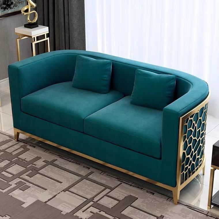 Hyc-Sf08 Green Velvet Stainless Steel Base Durable Modern Living Room Sofa Set Design