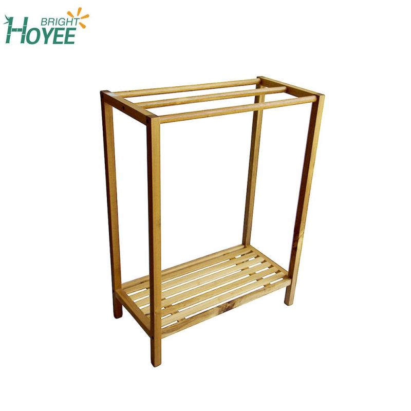 Free Standing Bamboo Wooden Bathroom Rack Display Shelf Towel Rack Stand