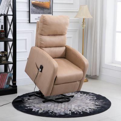 Home Living Room Hotel Furniture Leisure Small Size Lift-up Recliner Chair Velvet Fabric 1 Seater Sofa