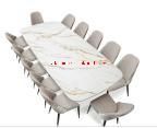 Hotel Furniture Luxury Design Stainless Steel Marble Top Rectangle Dining Table Set