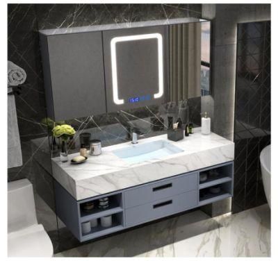 Hotel Project Sintered Stone Counter Top Bathroom Vanity Bathroom Cabinet Modern Storage Cabinet Furniture Supplier