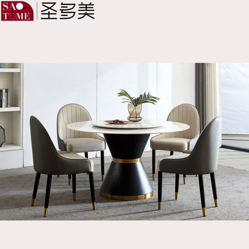 Customed Round Slate Countertop Dining Table White