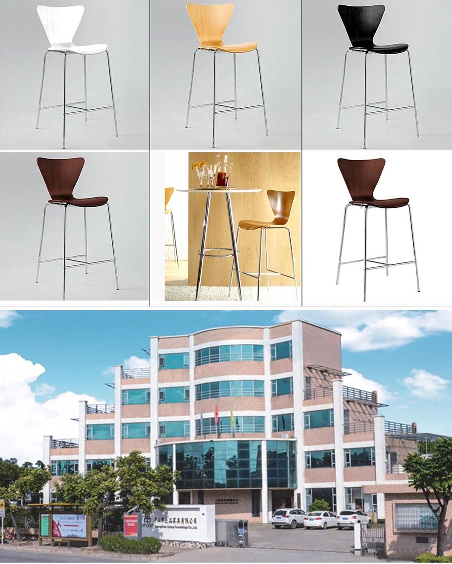 Wholesale Price Customized Modern Simple Wooden Stool Metal Foot Chair Bar Counter Cafe Bar Chair