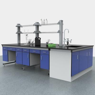 Factory Cheap Price Physical Steel Lab Equipment Island Lab Bench, Wholesale Biological Steel Lab Furniture with Pads/