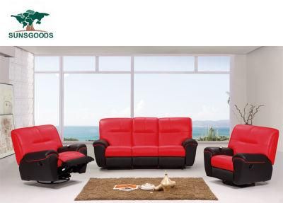 Red and Black Sofa Set Living Room Modern, Leather Living Room Sofas, 6 Seater Recliner Sofa Furniture