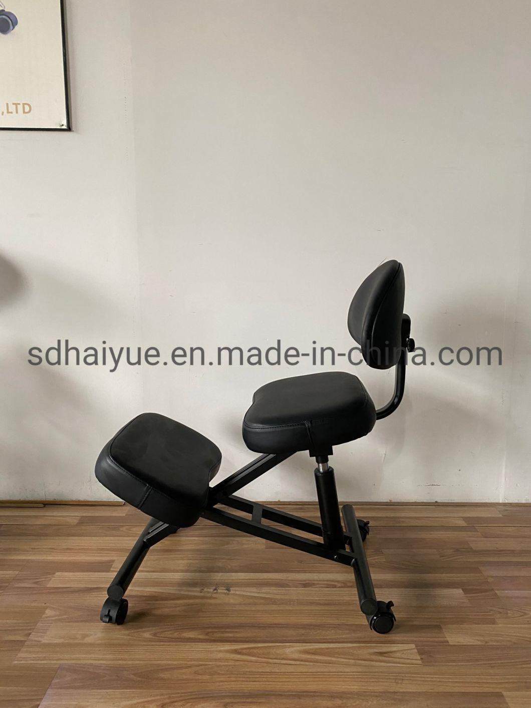 Adjustable New White PU Leather Saddle Seat Kneeling Chair