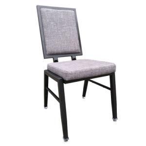 Wooden Frame High Density Foam Upholstered Gray Banquet Dining Chair