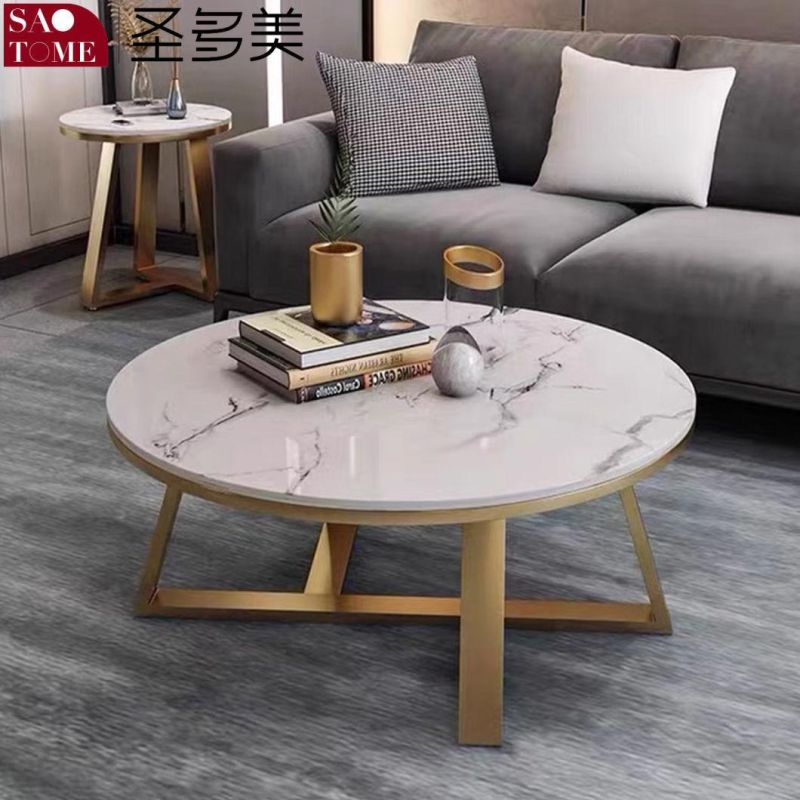 Modern Living Room Furniture Stainless Steel Frame Slate/Marble Coffee Table