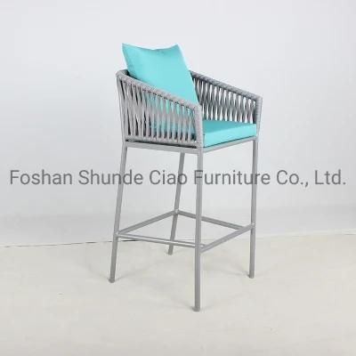 Elegant and Modern Patio Synthetic Rope Bar Stools Resin Outdoor Sofa Bar Furniture
