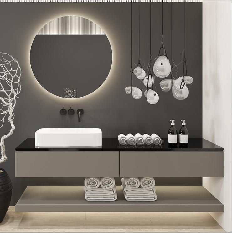 Rock Board Bathroom Cabinet Combination Modern Simple Nordic Oak Bathroom Intelligent Washstand Washbasin Washbasin