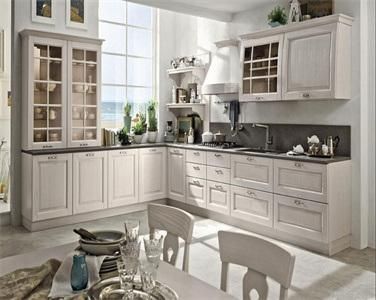 American Style High Grade Functional Transparent Solid Wood Kitchen Cabinet Furniture