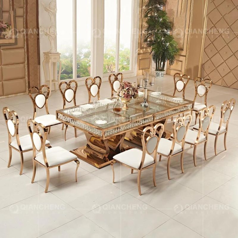 Stainless Steel Golden Sweetheart Modern Love Wedding Banquet Table