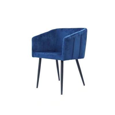 Modern Luxury Furniture Flannel Back Spray-Painted Blue Sand Leg Dining Chair