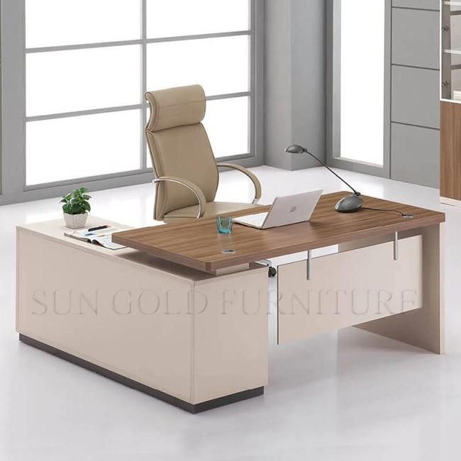 Latest Executive Office Table Design Photos, Metal Frame Desk with Bookshelf (SZ-ODB367)