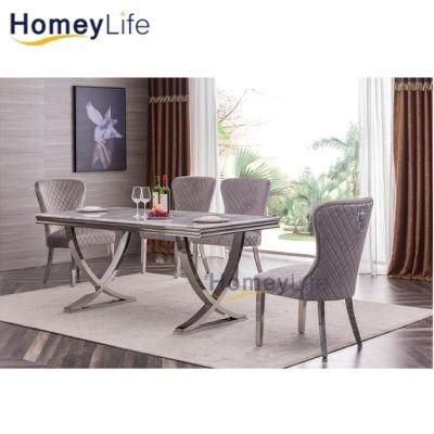 Luxury Restaurant Dinning Room Furniture Modern Fabric Velvet Dining Chairs with Metal Legs