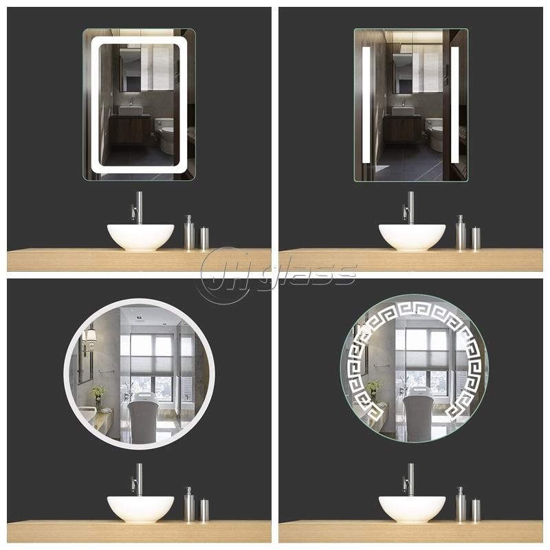 Factory Direct Sale LED Illuminated Mirror Bathroom Vanity Mirror with Touch Sensor + Dimmer for Home Hotel Decoration