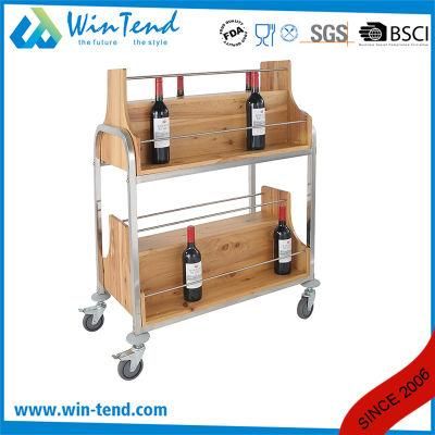 fashion Design Vertical Style Wooden Wine Trolley for Hotel Serving