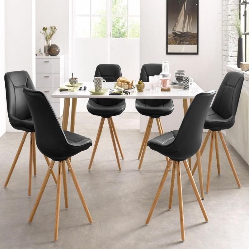 Simple Thin Rectangular Modern Wooden White Dining Table Furniture for Restaurants