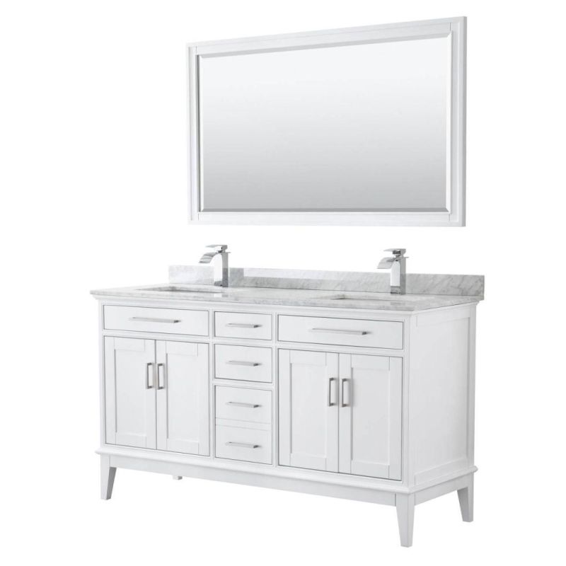 China Factory 60" Classic Gray Solid Leg Bathroom Cabinet Vanity with Ceramic Top