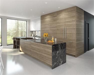 Contemporary High Quality Practical Large Sized Wood Grain MDF Melamine Kitchen Cabinet