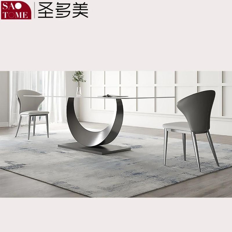 Modern High-Grade Rock Board Furniture U-Shaped Base Dining Table