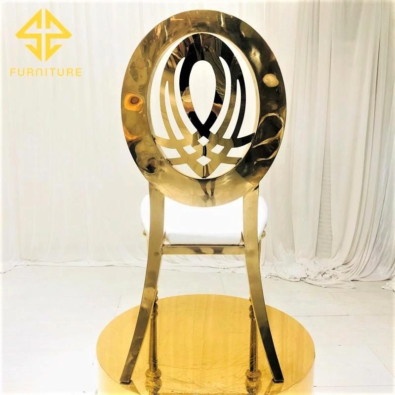 Factory Cheaper Price Luxury Wedding Gold Dining Chair with Leather Seat